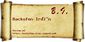 Backofen Irén névjegykártya